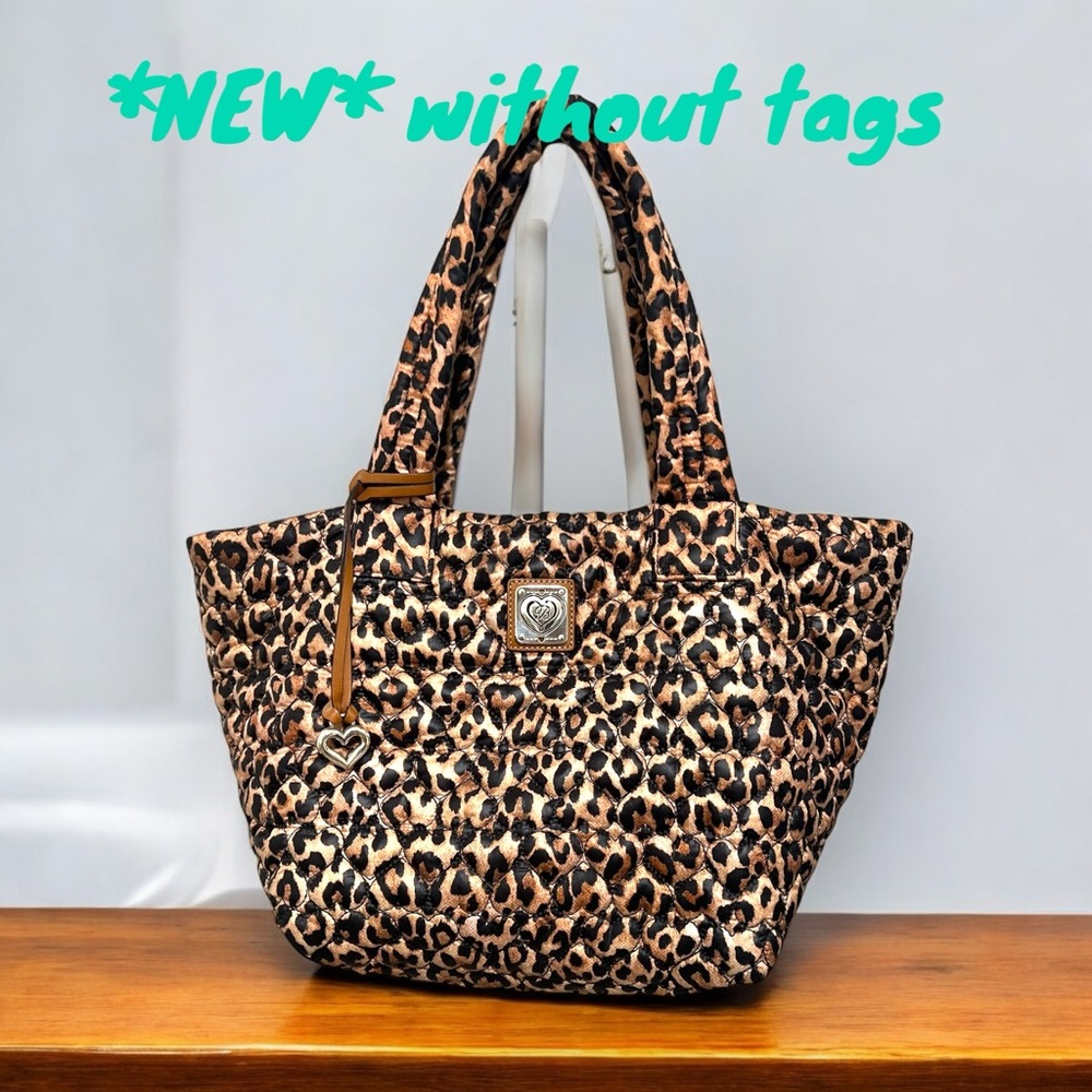 BRIGHTON - NEW - Heart to Heart Karter Catwalk Leopard Print Tote Bag